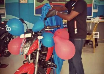 TVS मोटरसाइकल कपनीले RTR 160 4v FI BSVI मोडेल बाइक यस श्री धर्मराज ट्रेडर्स एण्ड सप्लायर्स इनरुवाको शोरुममा लन्च गरियो