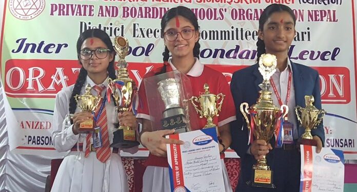 इनरुवामा प्याब्सनको जिल्ला स्तरीय वकतृत्वकलामा गुरुगं प्रथम