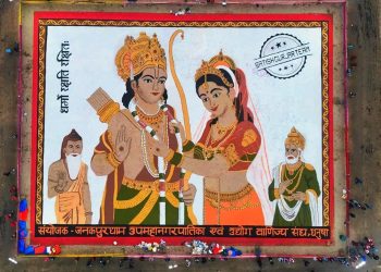 १०२ क्विन्टल अन्नको प्रयोग गरेर बनाइएको सीतारामको प्रतिमा