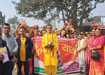 भोक्राहा नर्सिङ ४ चिरौली चोकस्थित शिव मन्दिरमा मूर्ति स्थापना भव्य कलश यात्रा सम्पन्न